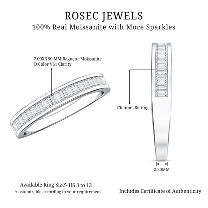 Channel Set Certified Moissanite Half Eternity Band Ring