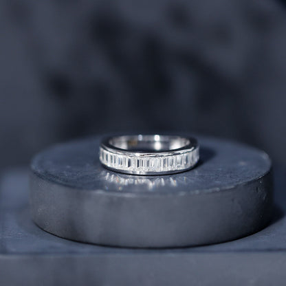 Channel Set Certified Moissanite Half Eternity Band Ring