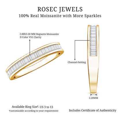 Channel Set Certified Moissanite Half Eternity Band Ring