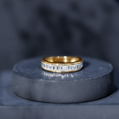 Channel Set Certified Moissanite Half Eternity Band Ring
