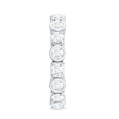 Round Moissanite Eternity Wedding Band with Certificate