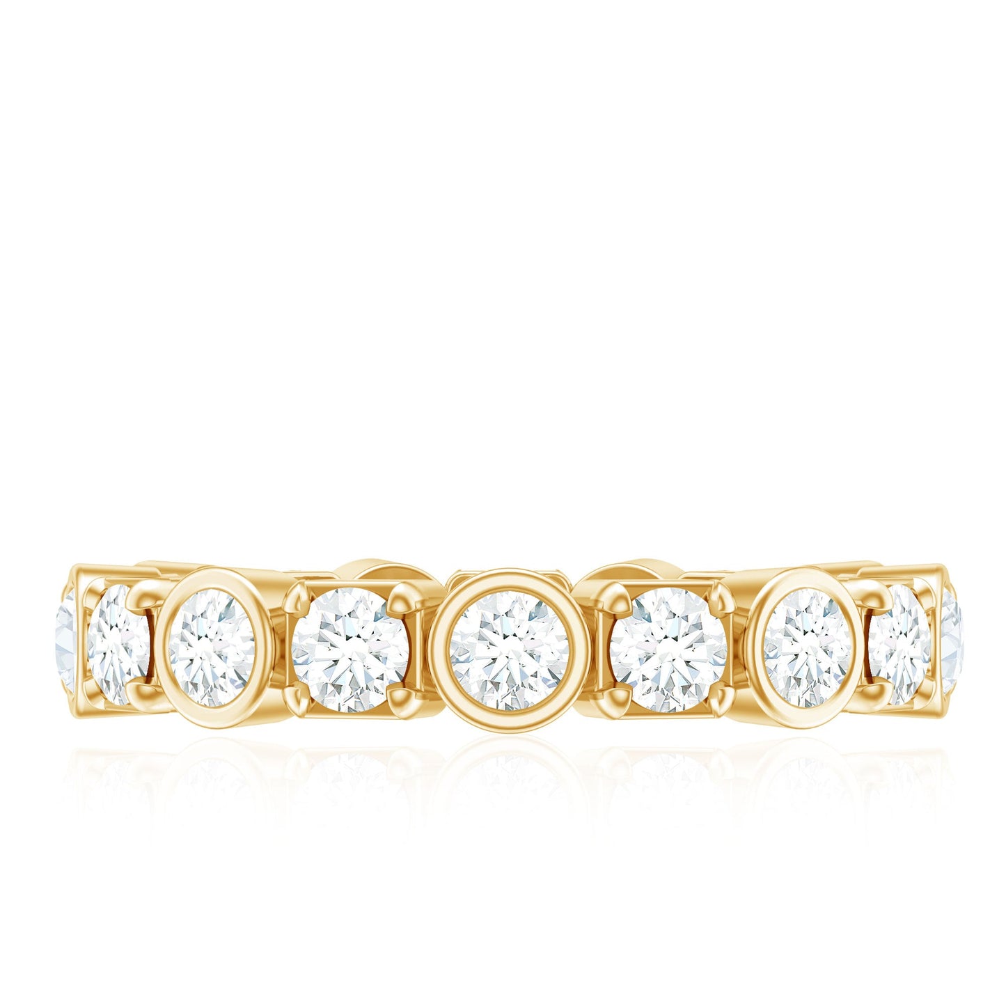 Round Moissanite Eternity Wedding Band with Certificate