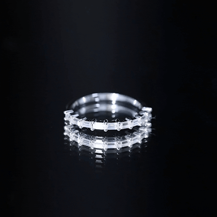 Baguette Shape Moissanite Half Eternity Stackable Ring
