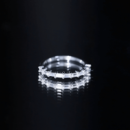 Baguette Shape Moissanite Half Eternity Stackable Ring