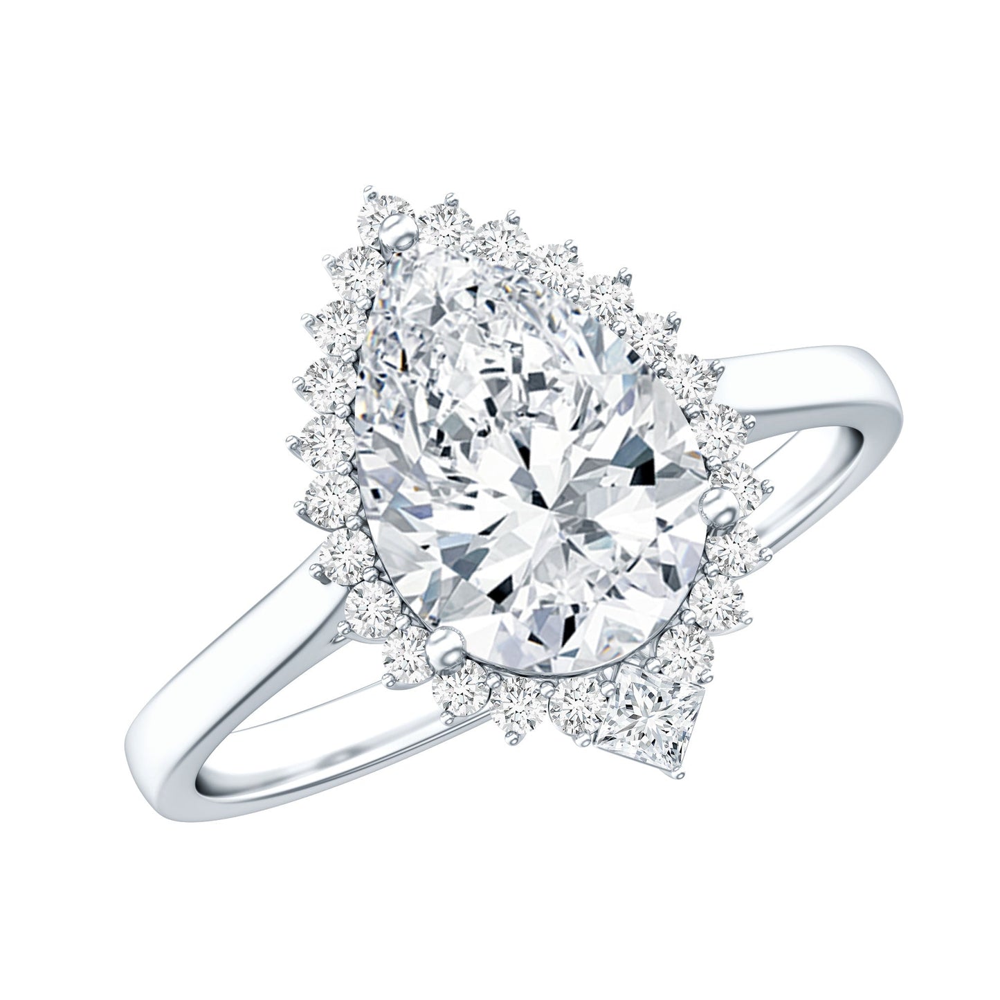 Pear Shape Moissanite Huge Engagement Ring with Halo