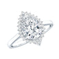 Pear Shape Moissanite Huge Engagement Ring with Halo