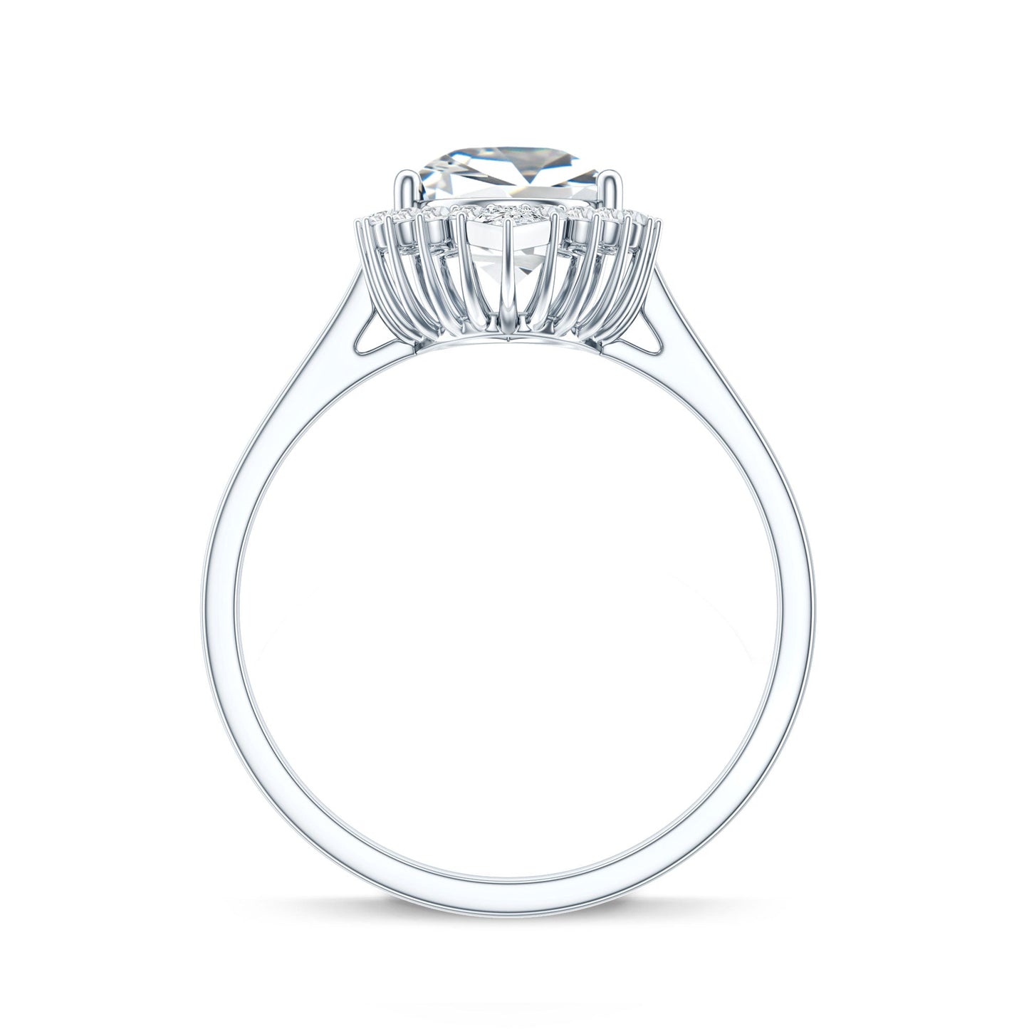 Pear Shape Moissanite Huge Engagement Ring with Halo