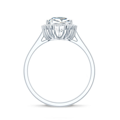 Pear Shape Moissanite Huge Engagement Ring with Halo