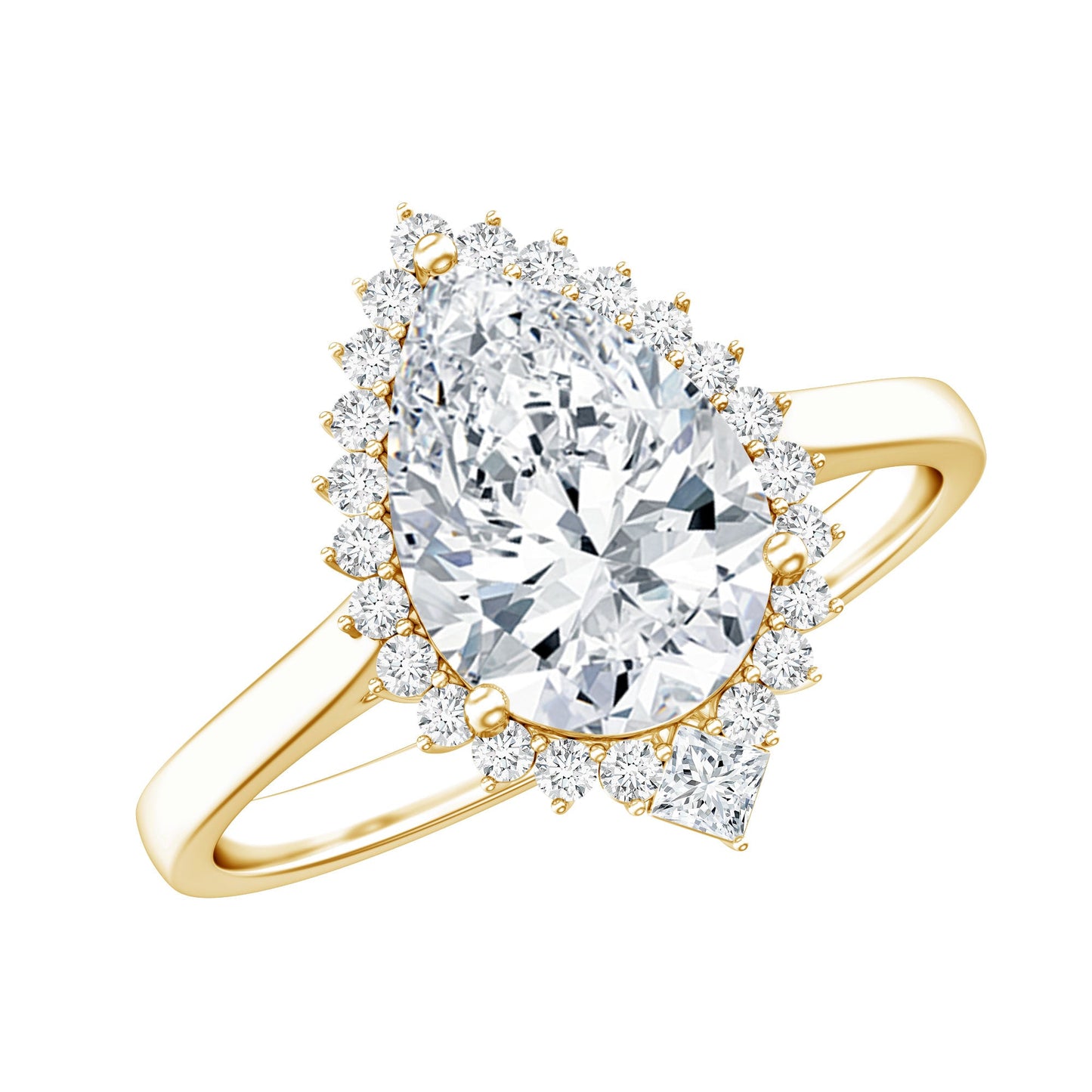 Pear Shape Moissanite Huge Engagement Ring with Halo