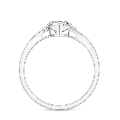 Solitaire Moissanite Heart Engagement Ring in Prong Setting