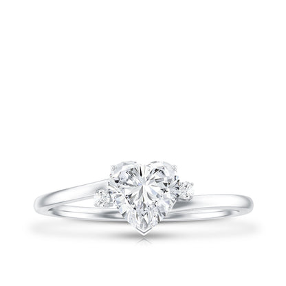Solitaire Moissanite Heart Engagement Ring in Prong Setting