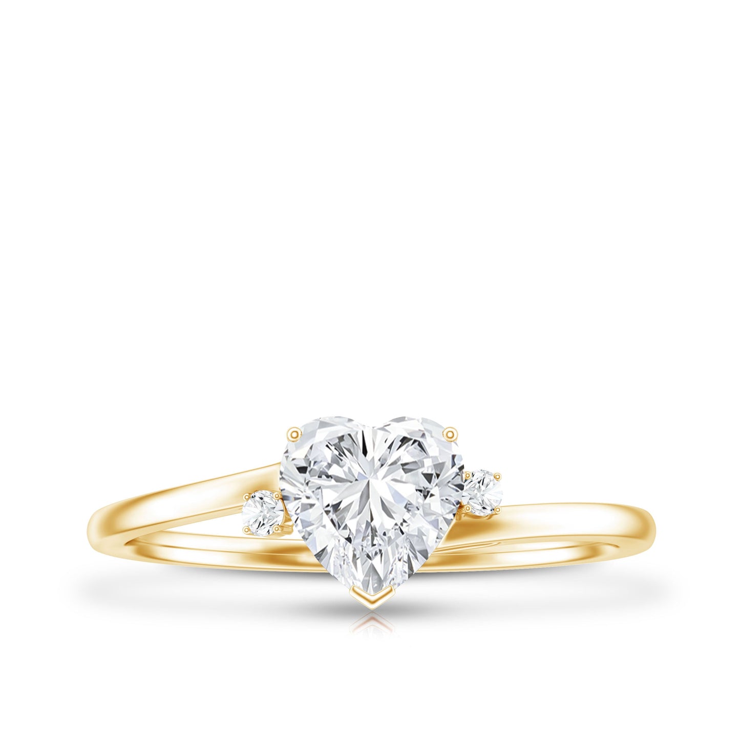 Solitaire Moissanite Heart Engagement Ring in Prong Setting