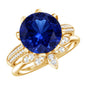 Nature Inspired 4.5 Carat Lab Grown Blue Sapphire Diamond Engagement Ring with Enhancer