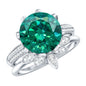 Floral Inspired Lab Grown Emerald Bridal Engagement Ring With Moissanite Enhancer