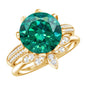 Floral Inspired Lab Grown Emerald Bridal Engagement Ring With Moissanite Enhancer