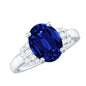 Certified 4 Carat Oval Lab Grown Blue Sapphire Engagement Ring with Diamonds