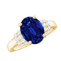 Certified 4 Carat Oval Lab Grown Blue Sapphire Engagement Ring with Diamonds