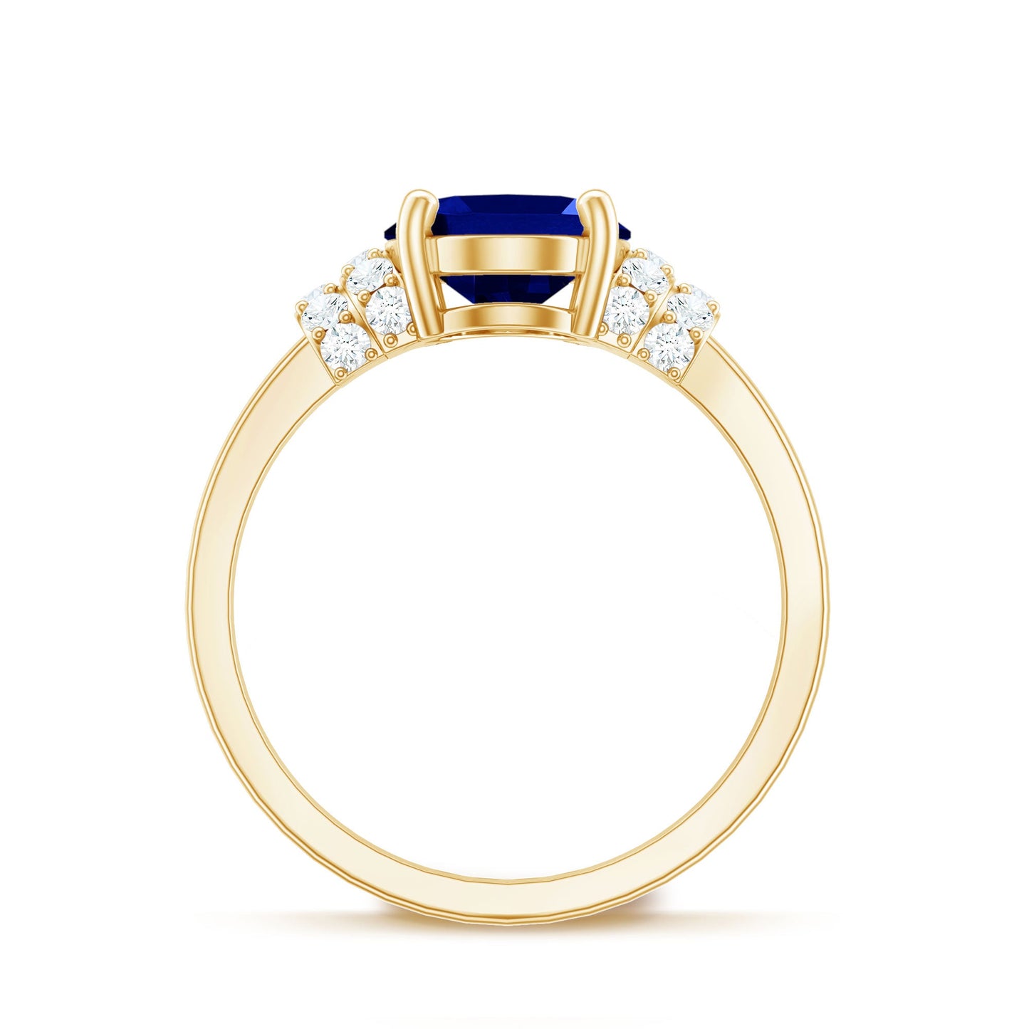 Certified 4 Carat Oval Lab Grown Blue Sapphire Engagement Ring with Diamonds