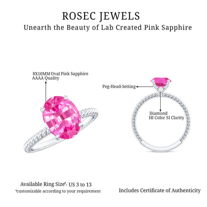 4 CT Lab Created Pink Sapphire Oval Engagement Ring
