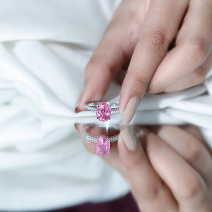 4 CT Lab Created Pink Sapphire Oval Engagement Ring