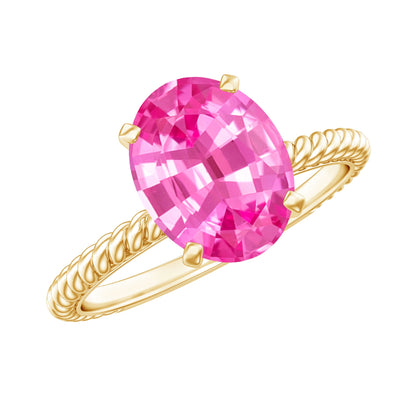 4 CT Lab Created Pink Sapphire Oval Engagement Ring