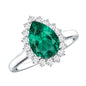 2 Carat Pear Cut Lab Created Emerald Halo Engagement Ring with Diamond