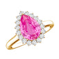 Pear Created Pink Sapphire and Diamond Halo Engagement Ring