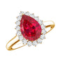 Certified 2.9 Carat Lab Grown Ruby Teardrop Engagement Ring with Diamond Halo