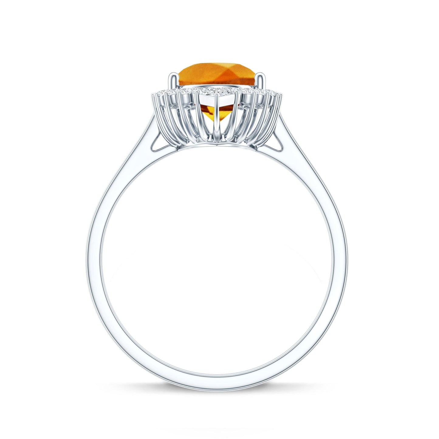 Certified 2.5 Carat Lab Grown Orange Sapphire Engagement Ring with Real Diamond Halo