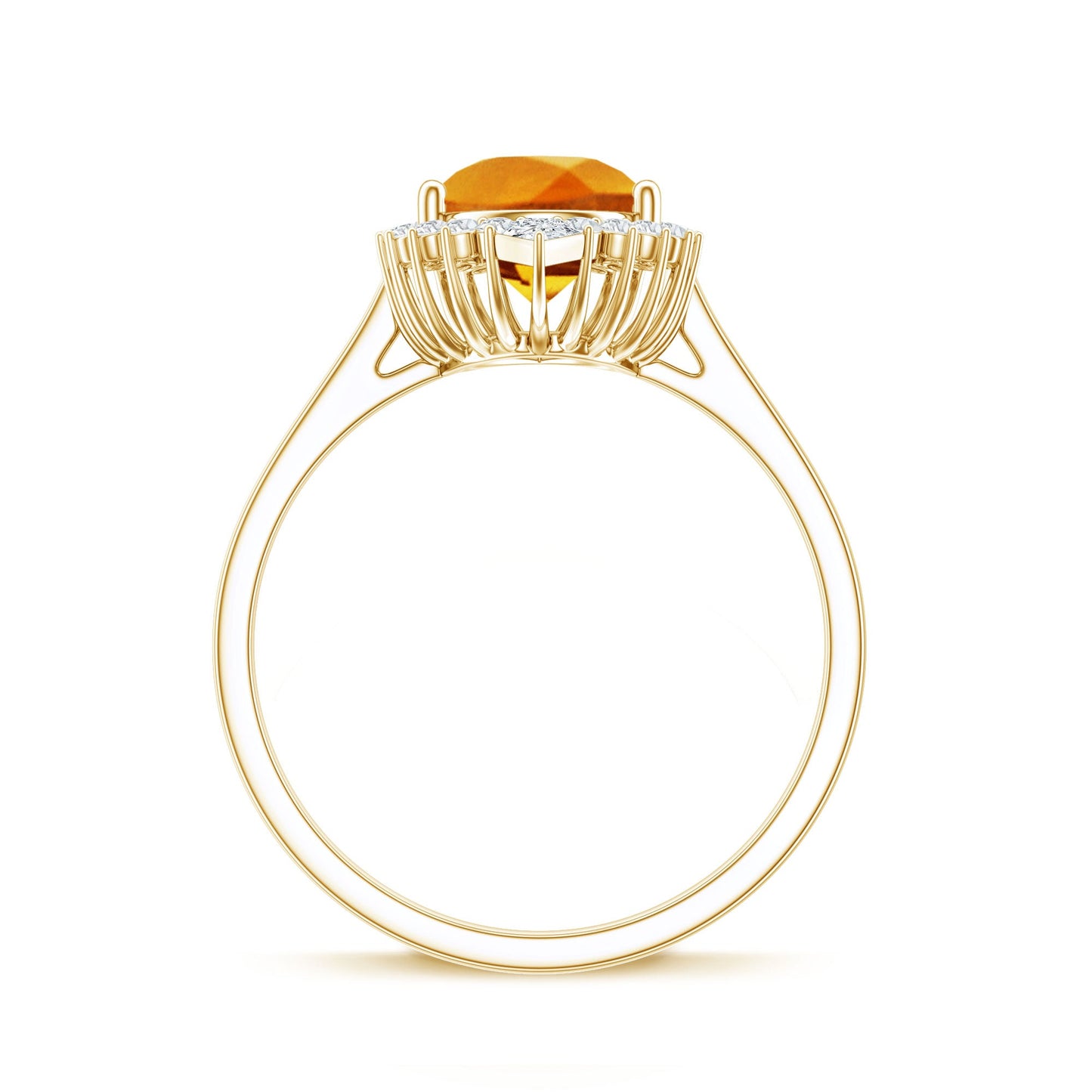 Certified 2.5 Carat Lab Grown Orange Sapphire Engagement Ring with Real Diamond Halo
