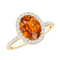 4 Carat Lab Grown Orange Sapphire Oval Engagement Ring with Diamond Halo