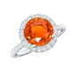 Certified 2.25 Carat Lab Grown Orange Sapphire Engagement Ring with Diamond Halo