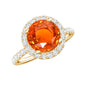 Certified 2.25 Carat Lab Grown Orange Sapphire Engagement Ring with Diamond Halo