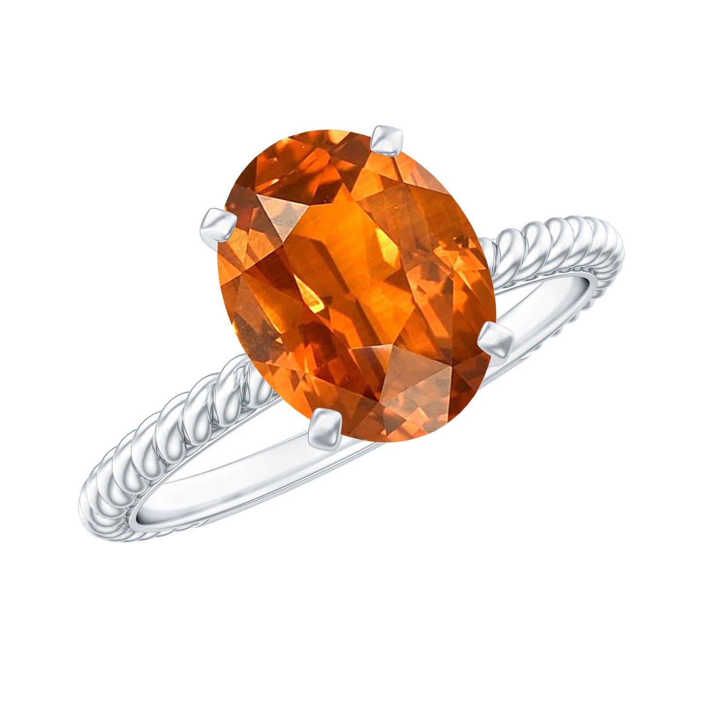 4 Carat Lab Grown Orange Sapphire Engagement Ring with Diamond
