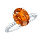 4 Carat Lab Grown Orange Sapphire Engagement Ring with Diamond
