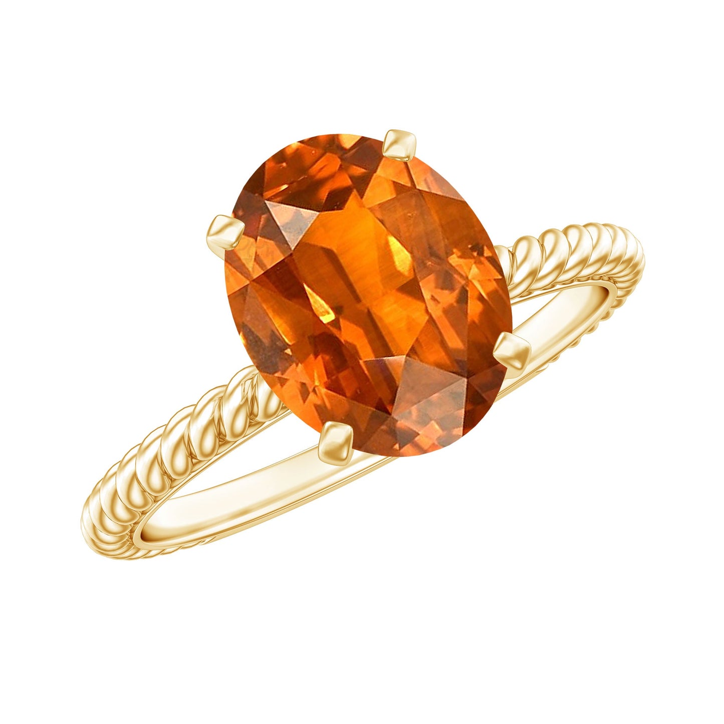 4 Carat Lab Grown Orange Sapphire Engagement Ring with Diamond