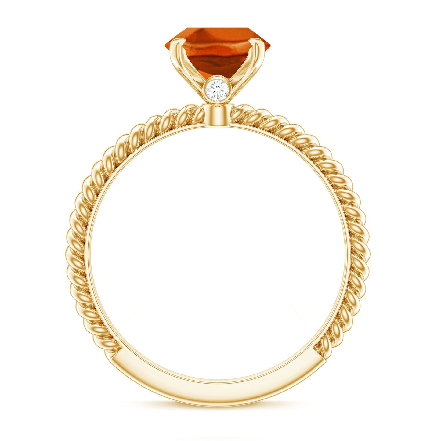 4 Carat Lab Grown Orange Sapphire Engagement Ring with Diamond