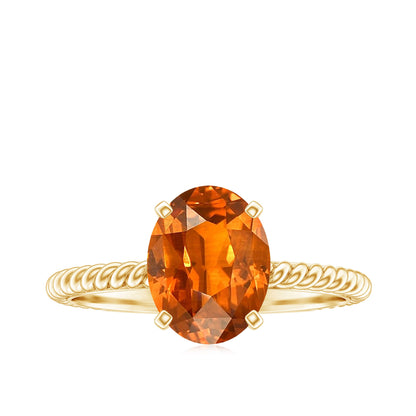 4 Carat Lab Grown Orange Sapphire Engagement Ring with Diamond