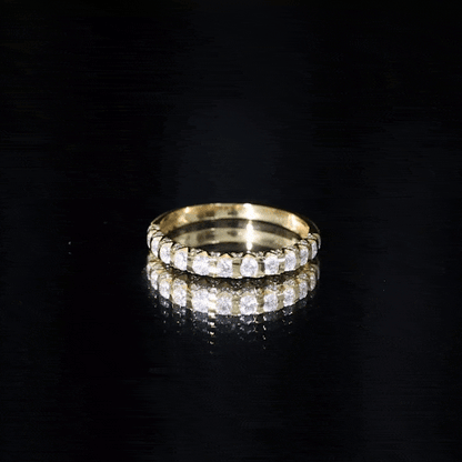 Certified Round Moissanite Half Eternity Wedding Band