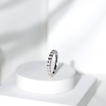 Certified Round Moissanite Half Eternity Wedding Band