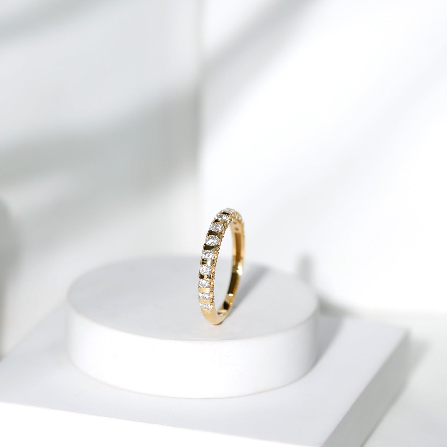 Certified Round Moissanite Half Eternity Wedding Band