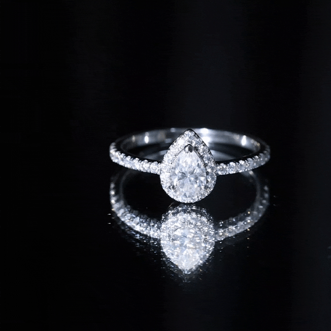 Certified Lab Grown Diamond Teardrop Halo Engagement Ring