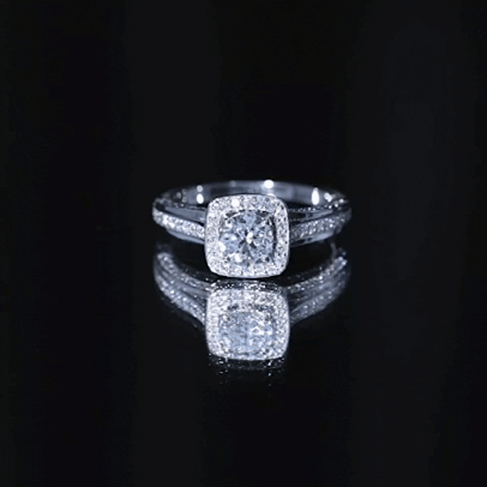 Certified 0.9 Carat Lab Grown Diamond Halo Engagement Ring