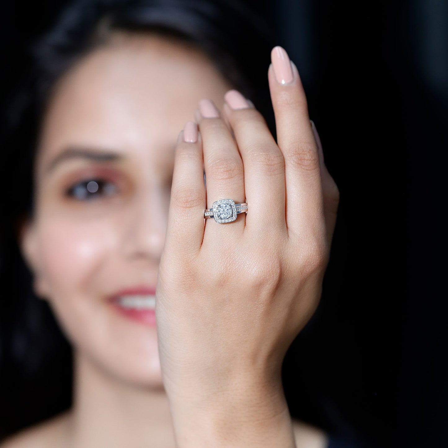 Certified 0.9 Carat Lab Grown Diamond Halo Engagement Ring