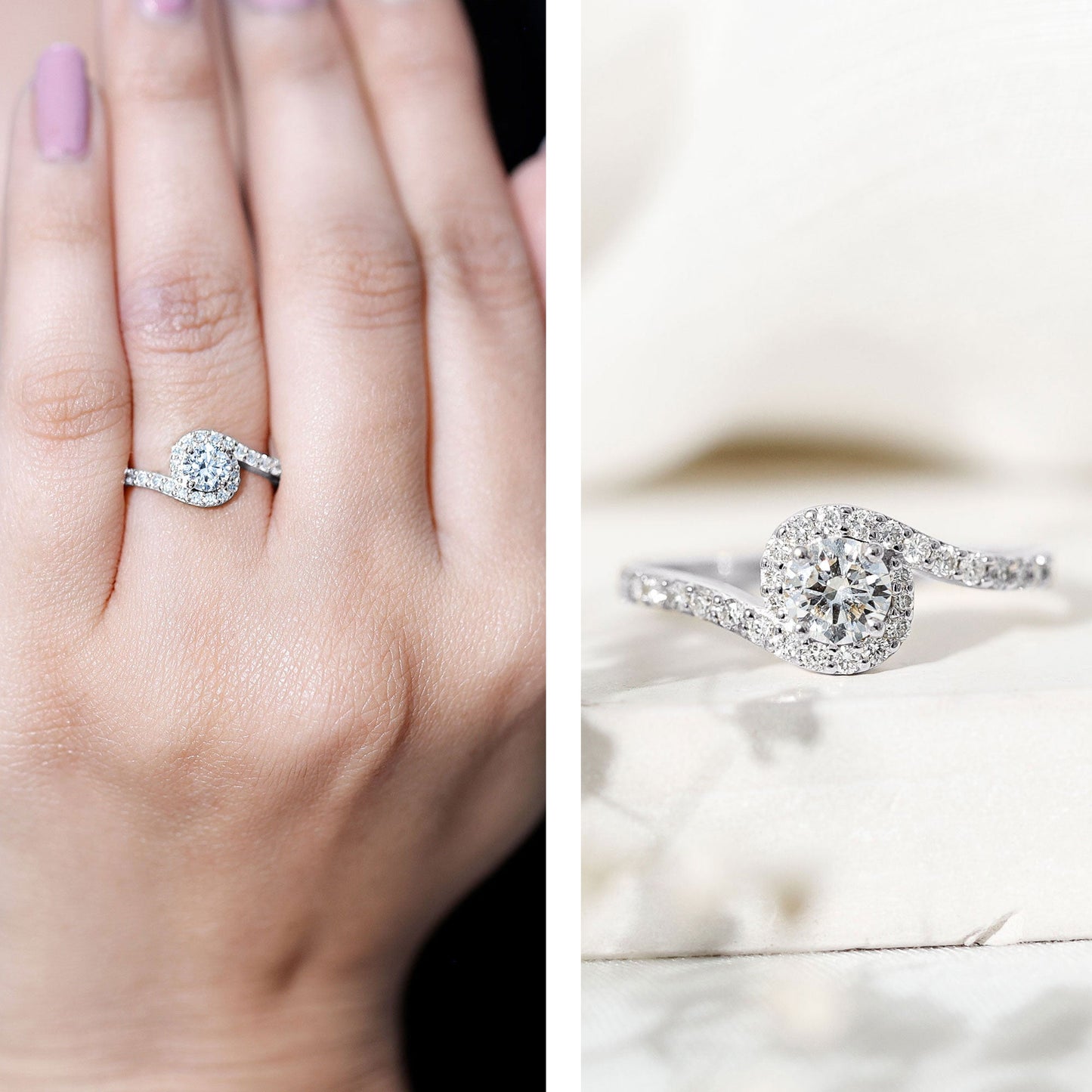 Certified 0.4 Carat Lab Grown Diamond Bypass Engagement Ring