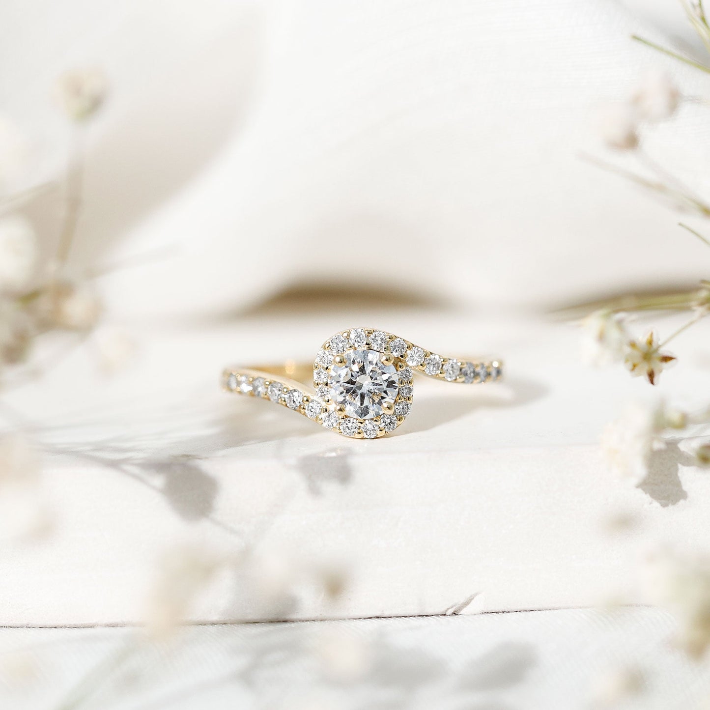 Certified 0.4 Carat Lab Grown Diamond Bypass Engagement Ring