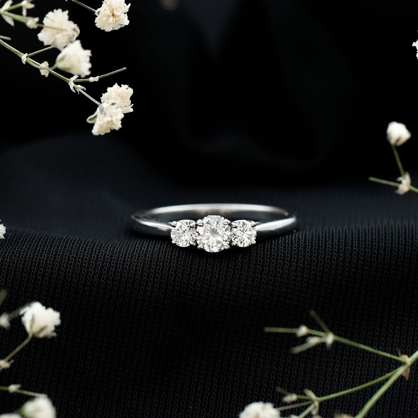 Lab Grown Diamond Minimal 3 Stone Engagement Ring