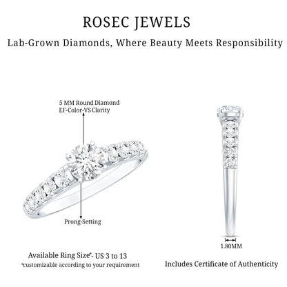 Lab Grown Diamond Classic Engagement Ring With Side Stones