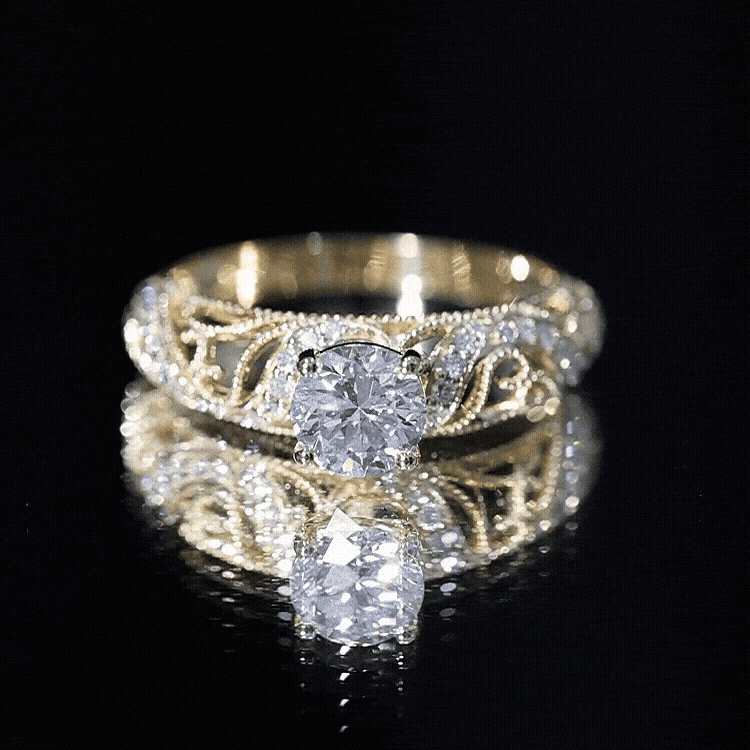 Certified 0.9 Carat Lab Grown Diamond Vintage Looking Engagement Ring