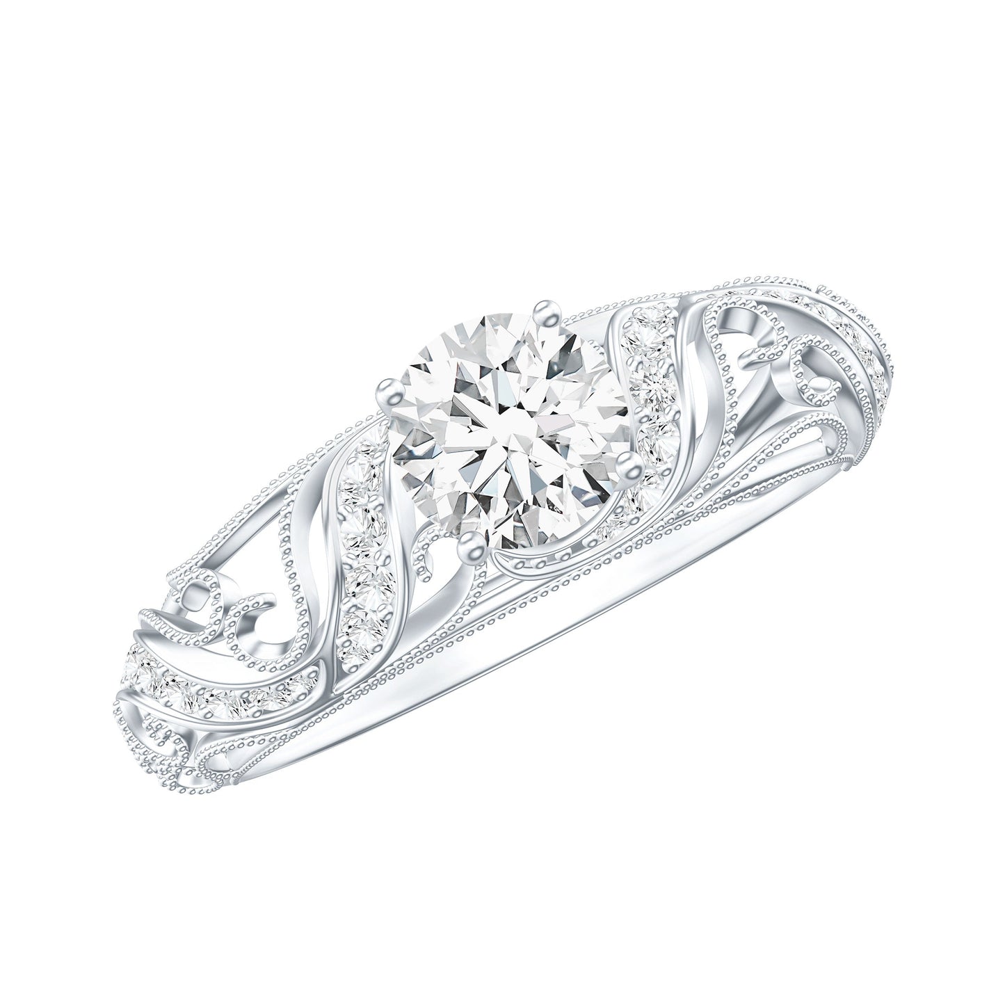 Certified 0.9 Carat Lab Grown Diamond Vintage Looking Engagement Ring